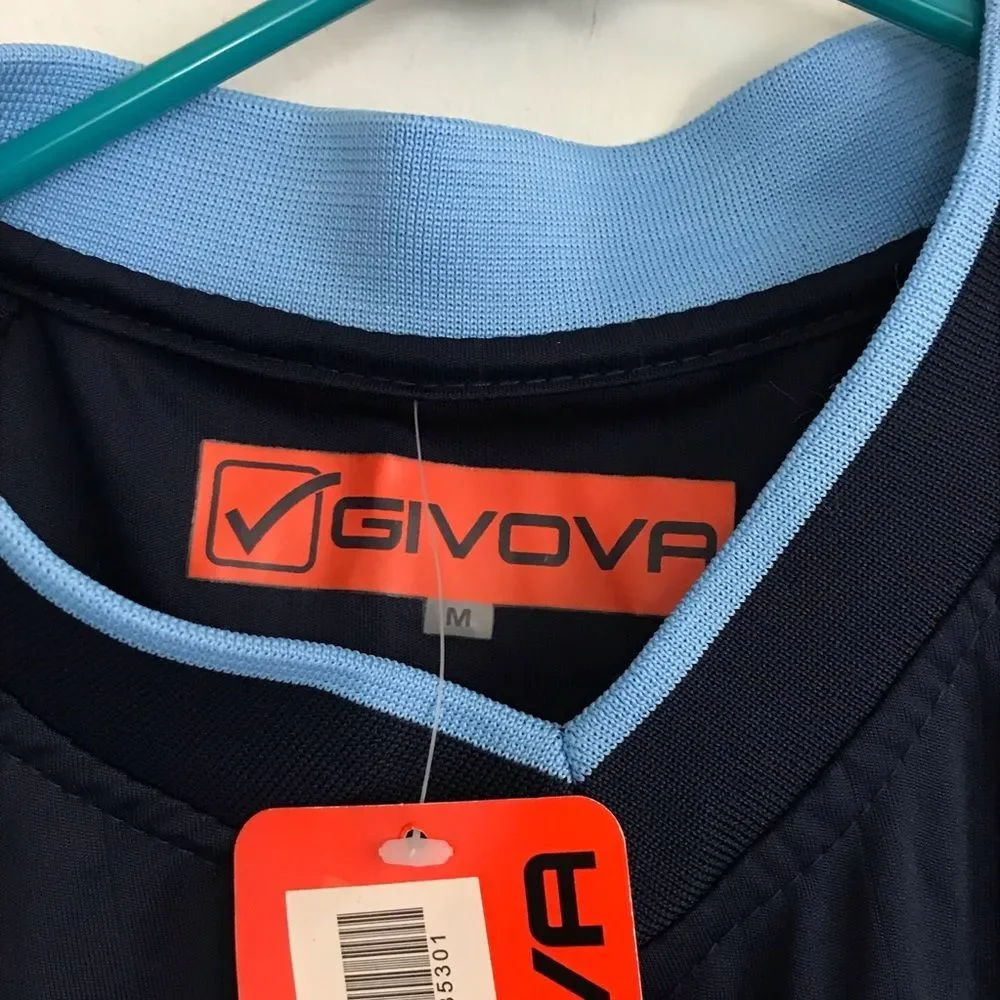 NWT Givova Sz Medium Mens Soccer Jersey Navy Blue Shirt Tee Tshirt V Neck